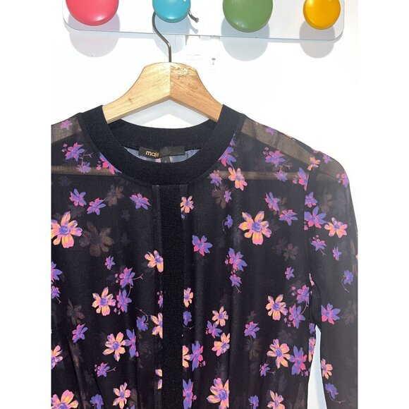 Maje Rivoline Pleated Chiffon Shirtdress Size Small - Picture 4 of 11